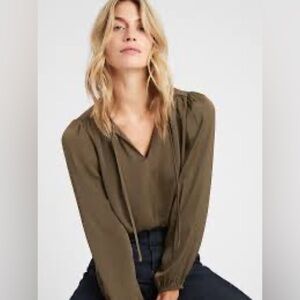 Banana Republic Factory Tie-Neck Blouson Sleeve Blouse